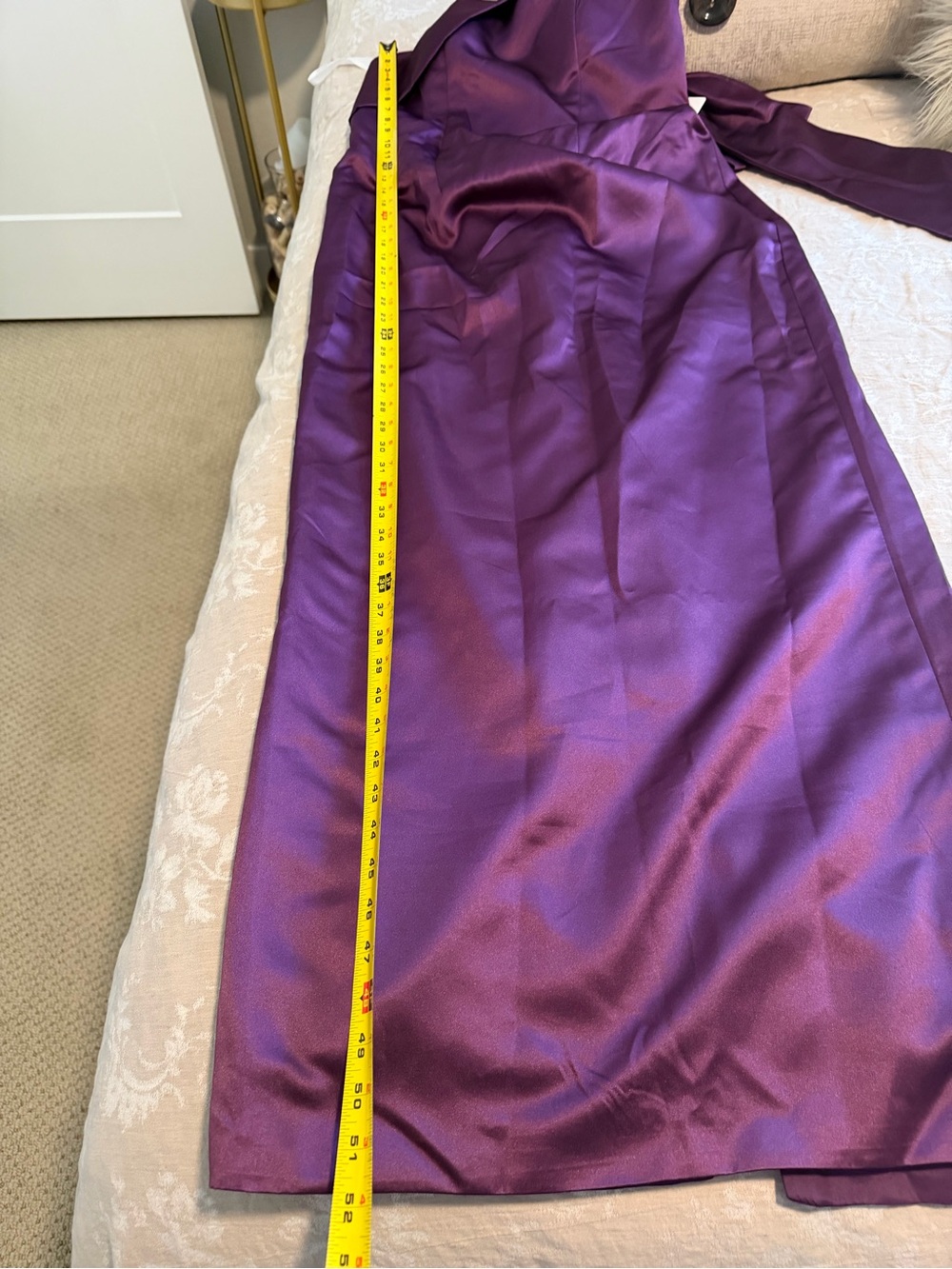 NWT Amazon One-Shoulder Deep Plum Satin Evening Gown, Size 10 - Picture 6 of 8